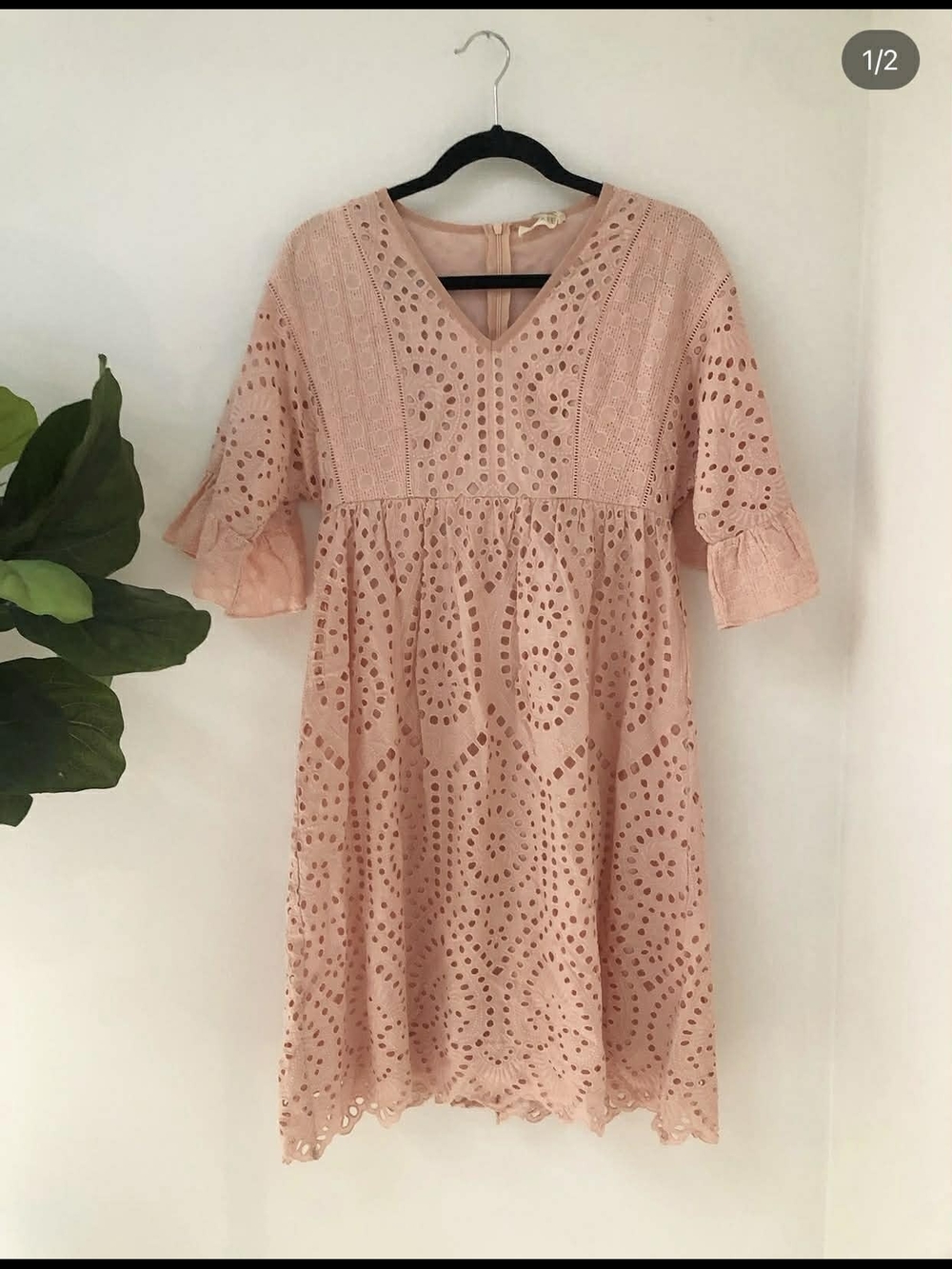 Roolie XS Blush Pink Eyelet Lace Babydoll Dress | Boho Cottagecore Romantic